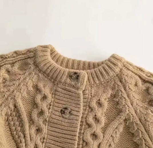 Cardigan pour filles automne-hiver tricot café et marron – Kali