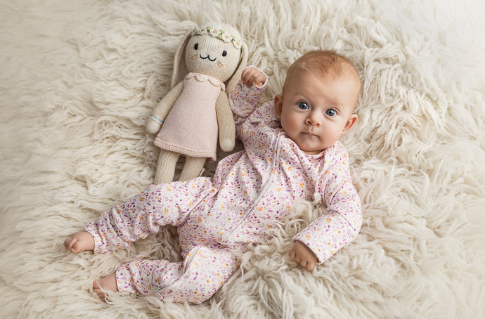 Barboteuse bébé coton bio motif feuilles lavandes – Kaki Lilas