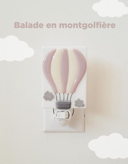 VEILLEUSE - BALADE EN MONTGOLFIÈRE - ROSE ANTIQUE - VEILLE SUR TOI