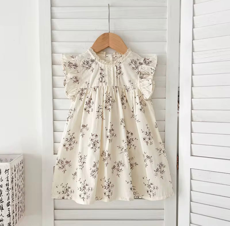Chargez l&#39;image dans la visionneuse de la galerie, Robe bébé fille d’été sans manches à imprimé floral – Modèle Kali en coton léger
