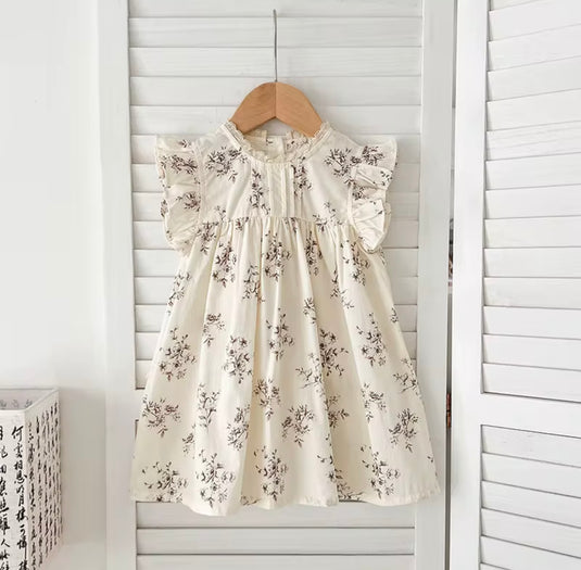 Robe bébé fille d’été sans manches à imprimé floral – Modèle Kali en coton léger