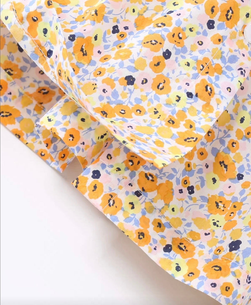 Chargez l'image dans la visionneuse de la galerie, Robe à fleurs jaunes pour filles Léonie

