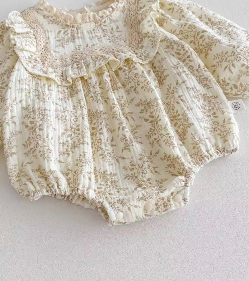 Load image into Gallery viewer, Soft cotton floral baby romper – bohemian chic style – Kali
