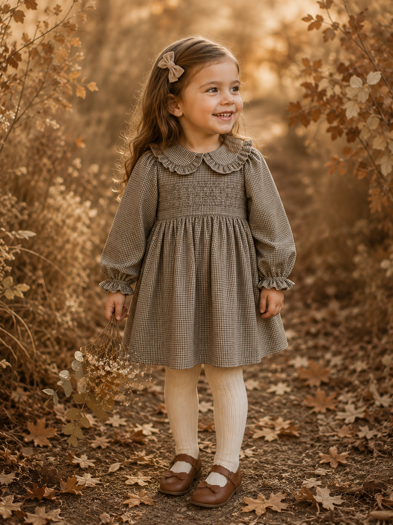 Chargez l'image dans la visionneuse de la galerie, Robe Charlotte bébé fille à col Claudine à carreaux
