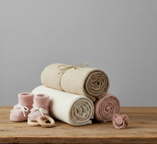 Trio de mousselines en coton doux pour bébé – Modèle Kali