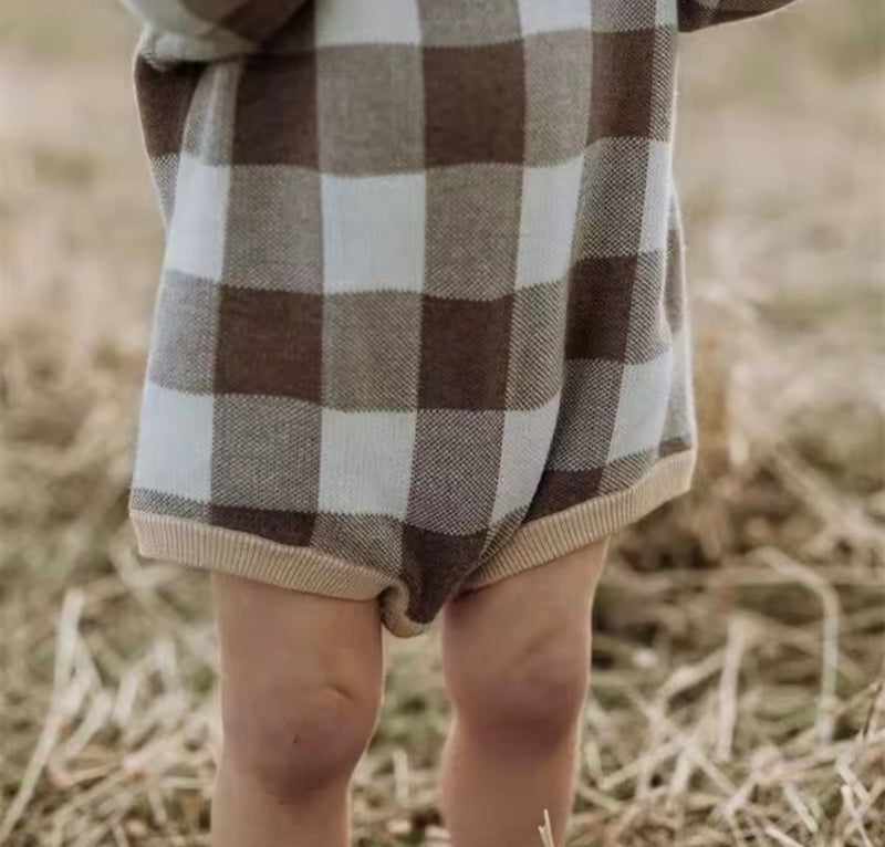 Chargez l'image dans la visionneuse de la galerie, Combinaison bébé garçon à carreaux à manches longues – Kali - Boutique Kaki Lilas
