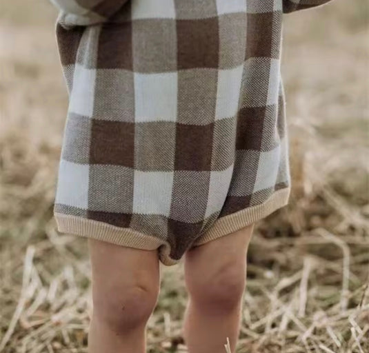 Combinaison bébé garçon à carreaux à manches longues – Kali - Boutique Kaki Lilas