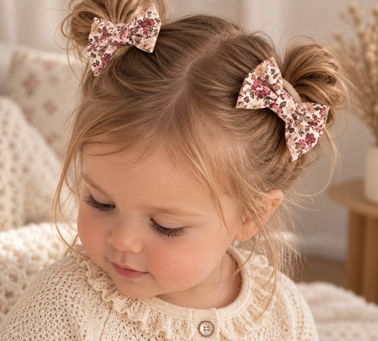 Patterned fabric hair bows – Autumn-Winter