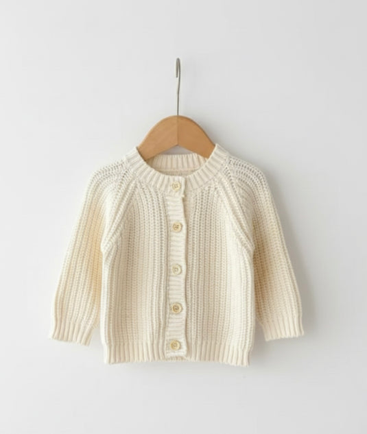 Cardigan bébé fille en tricot doux hiver ivoire - Kali