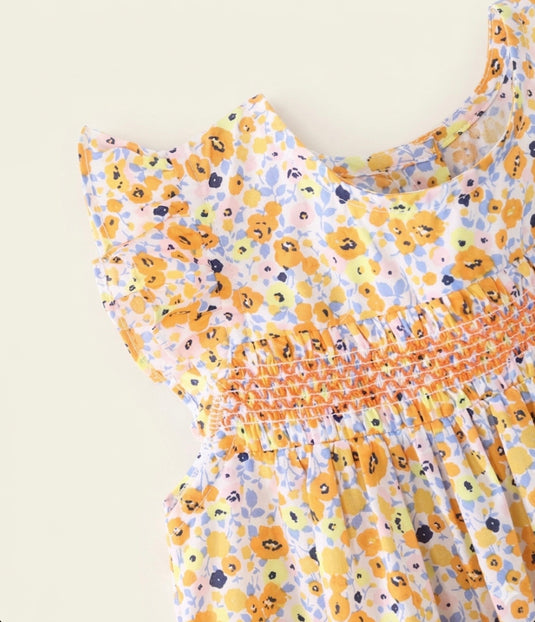 Robe à fleurs jaunes pour filles Léonie