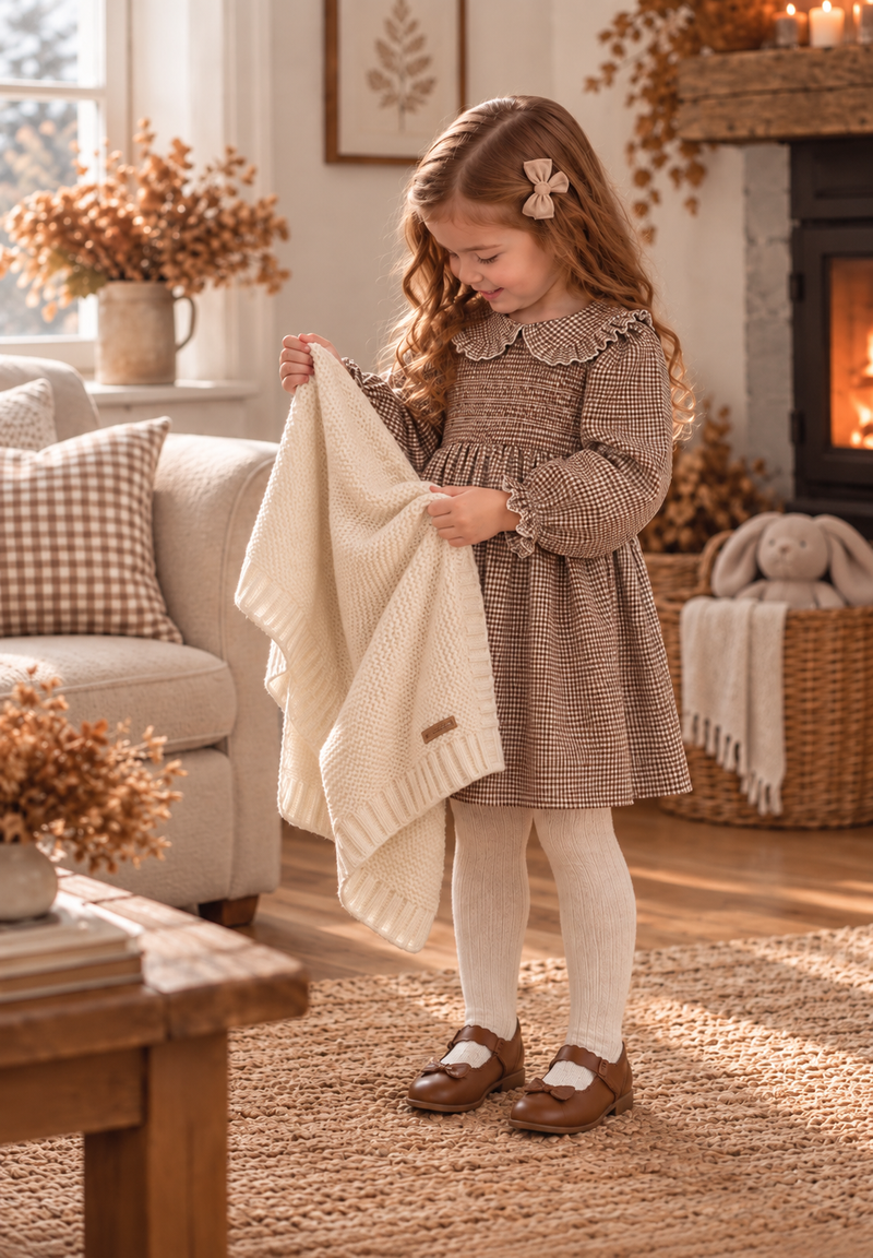 Chargez l'image dans la visionneuse de la galerie, Robe Charlotte bébé fille à col Claudine à carreaux – Automne-Hiver
