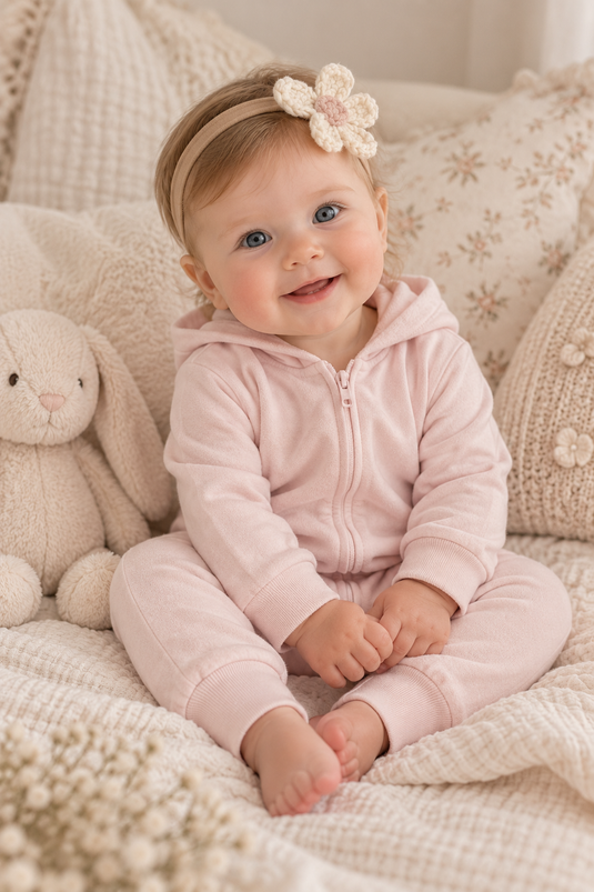 Zipped long-sleeved cotton babygrow – Kali