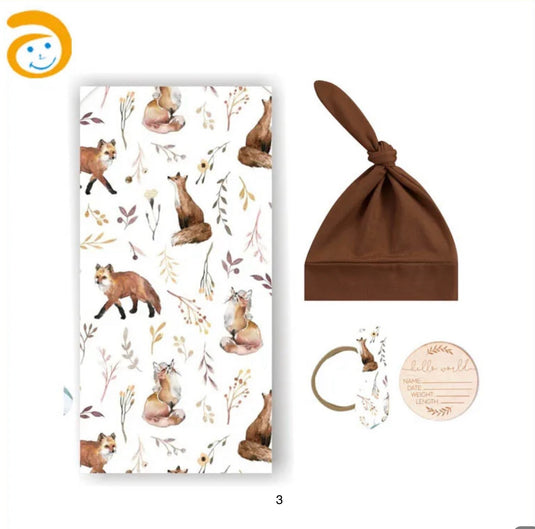 Cocon naissance doux coton Kali– Couverture, bonnet et bandeau