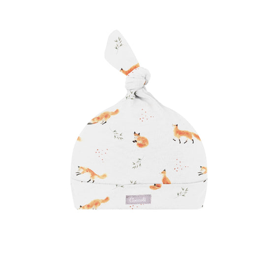 Bonnet en coton modal crème imprimé à motifs de renard Coccoli 3-6 mois