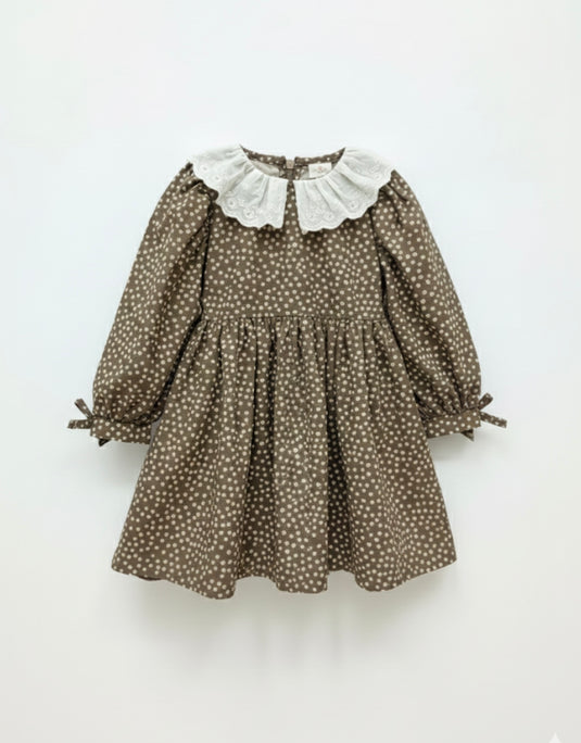 Robe coton fleurie d’automne brune– Kali