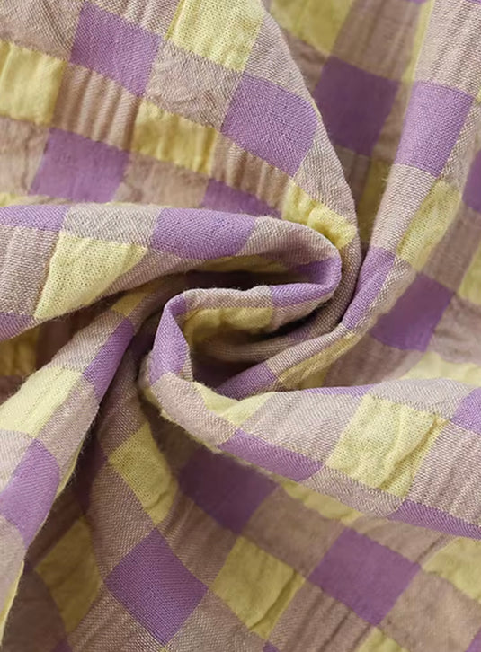 Robe bébé fille à carreaux lavande en coton doux – Kali