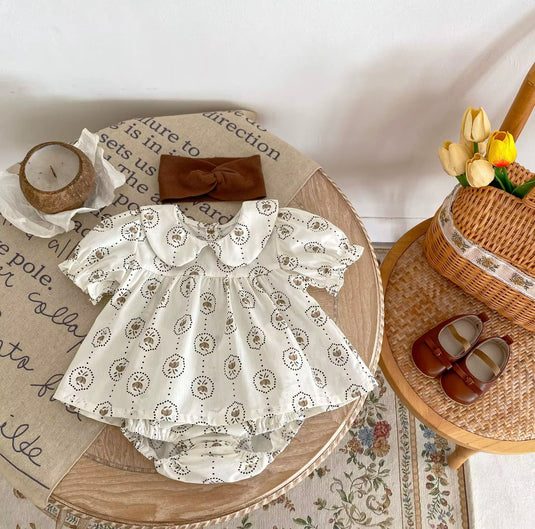Barboteuse bébé – Motifs ronds & fleuris – Kali – Confort et style