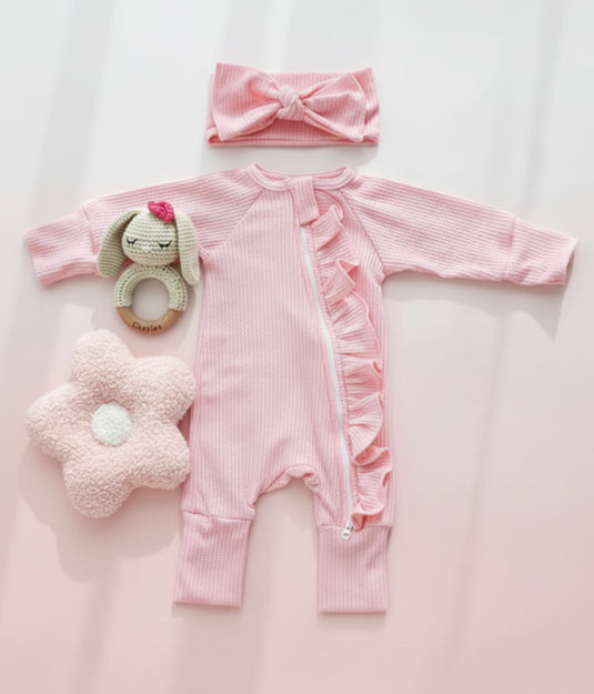 Barboteuse bébé fille rose bohème chic en coton doux– Kali