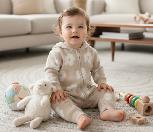 Combinaison bébé capuche fleurs automne-hiver – Kali