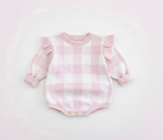 Barboteuse bébé fille en coton doux à manches longues