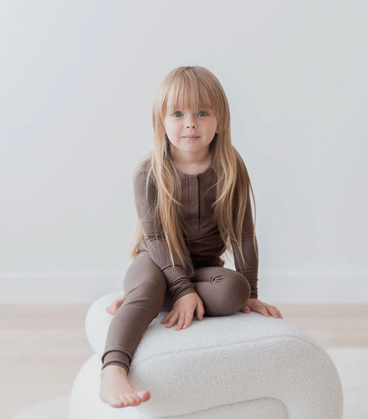 Ensemble Henley à manches longues | Noyer coton bio