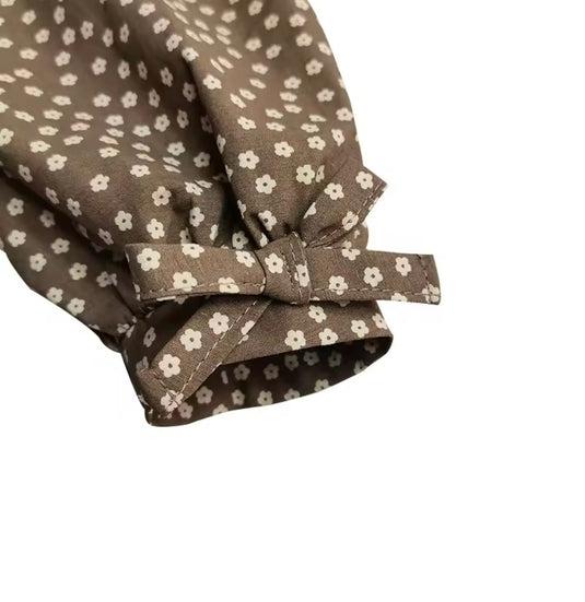 Robe coton fleurie d’automne brune– Kali