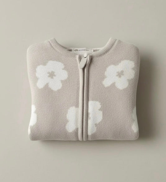 Baby hooded jumpsuit with floral prints in autumn and winter – Kali