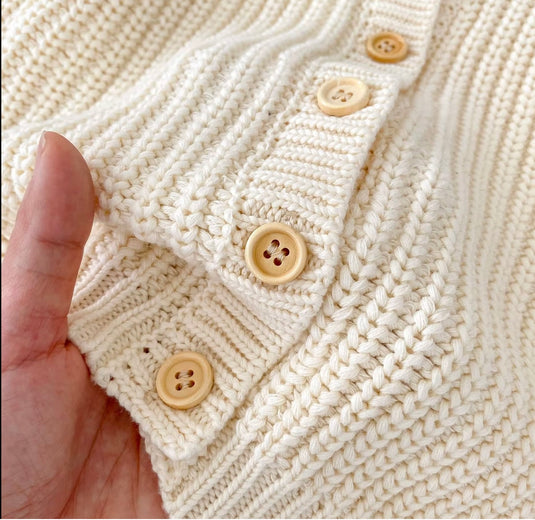 Cardigan bébé fille en tricot doux hiver ivoire - Kali