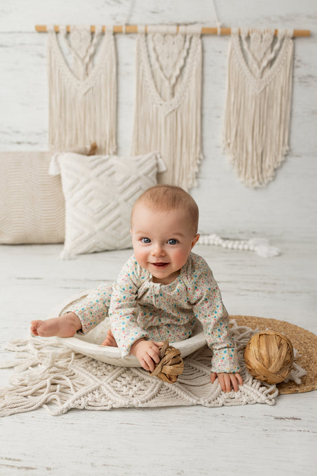 Barboteuse bébé coton bio motif petites fleurs – Kaki Lilas