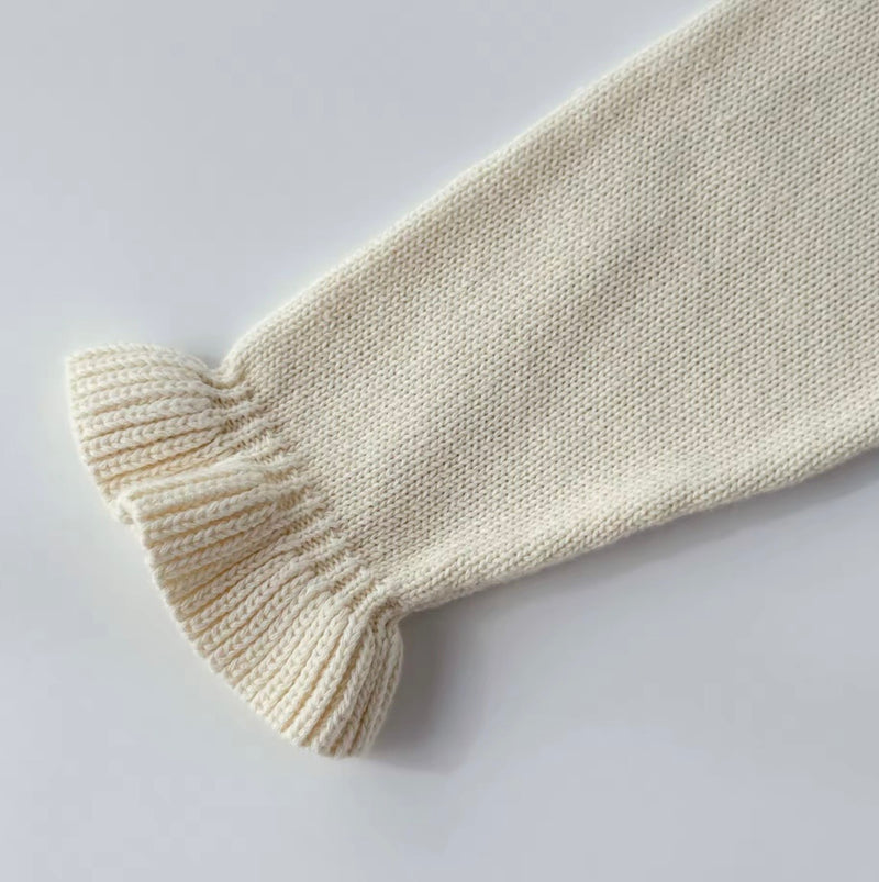 Load image into Gallery viewer, Girls' knitted ivory cable-knit sweater – Fall-Winter
