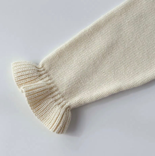 Girls' knitted ivory cable-knit sweater – Fall-Winter