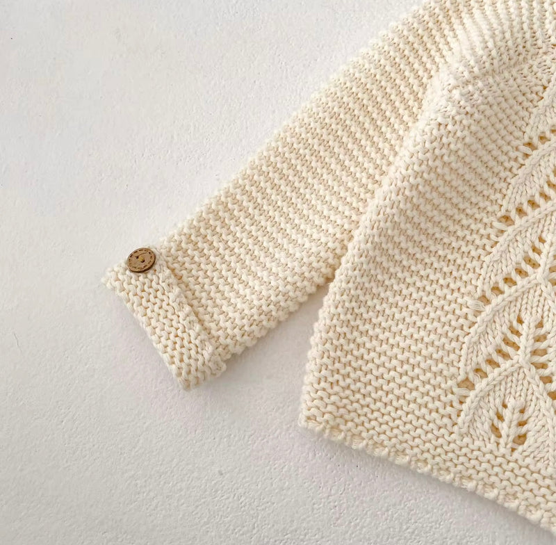 Load image into Gallery viewer, Cardigan bébé 100% coton – Ivoire Blush - Boutique Kaki Lilas
