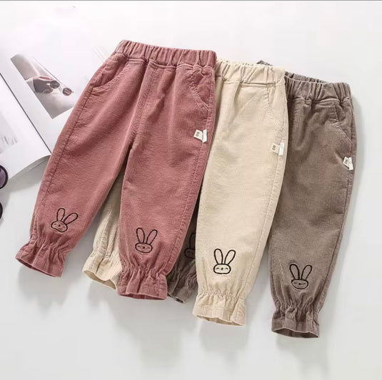 Pantalons pour filles en velours côtelé motif lapin – Kali