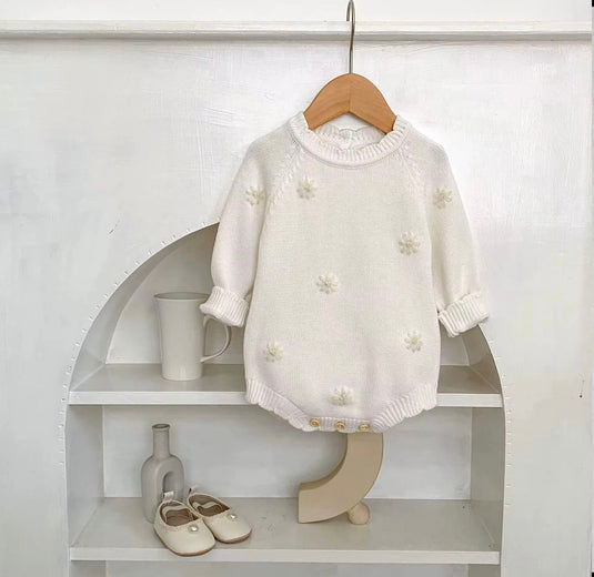 Combinaison bébé fille en tricot doux à motifs fleuris – Kali