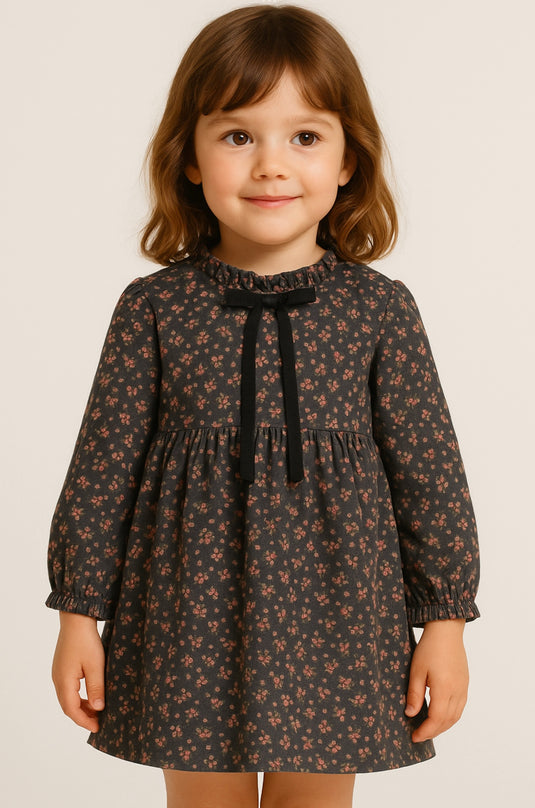 Robes fille d’automne en coton doux – Motifs fleuris élégants