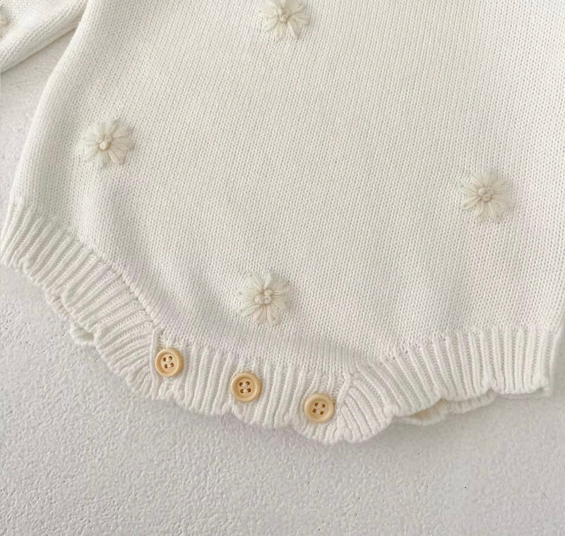 Load image into Gallery viewer, Soft knit baby jumpsuit with floral pattern – Kali
