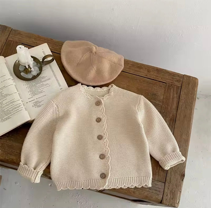 Cardigan bébé coton beige doux – Kali