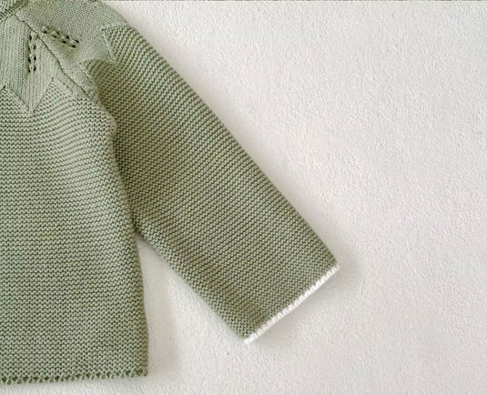 Cardigan en tricot vert sauge automne-hiver pour filles - Pré-commande