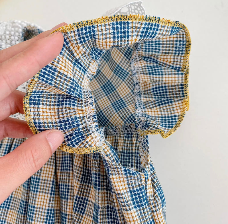 Chargez l&#39;image dans la visionneuse de la galerie, Barboteuse bébé à carreaux – 100 % coton – Kali – Confort &amp; style - Boutique Kaki Lilas
