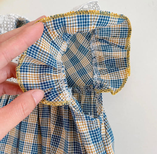 Barboteuse bébé à carreaux – 100 % coton – Kali – Confort & style - Boutique Kaki Lilas