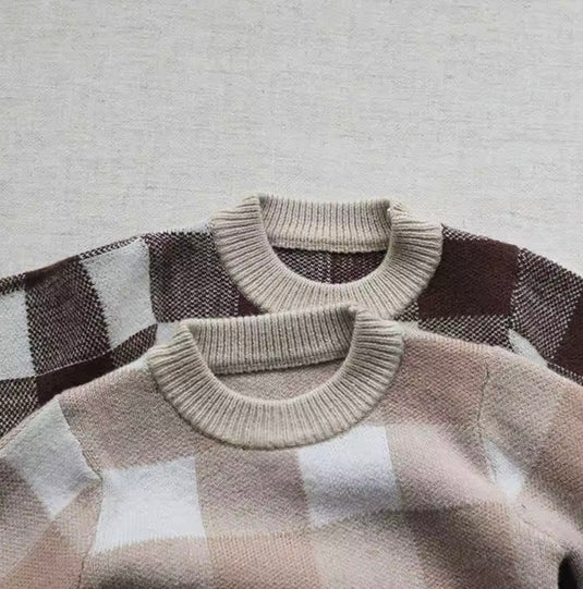 Combinaison bébé garçon à carreaux à manches longues – Kali - Boutique Kaki Lilas