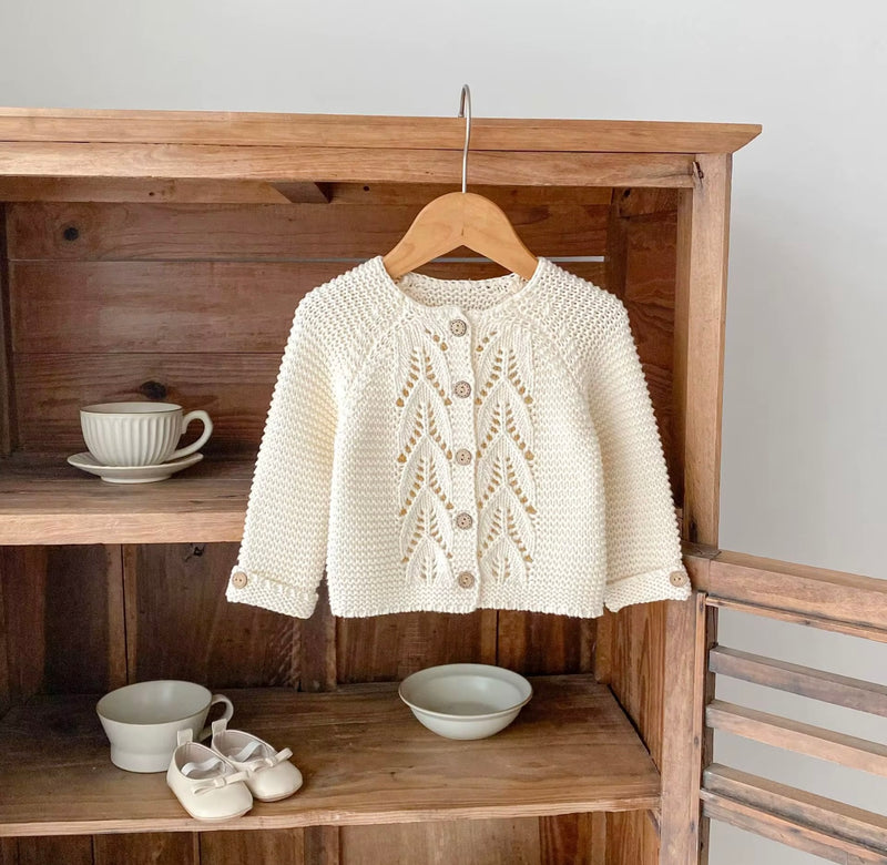 Load image into Gallery viewer, Cardigan bébé 100% coton – Ivoire Blush - Boutique Kaki Lilas
