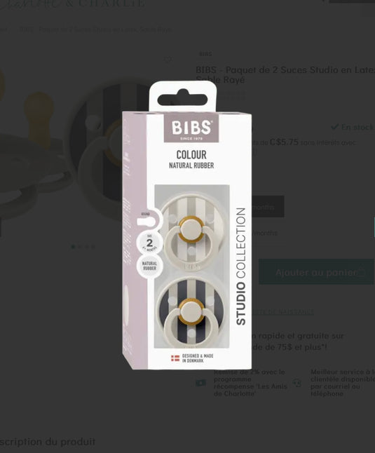Pack containing two Bibs latex pacifiers in Sand Mix color