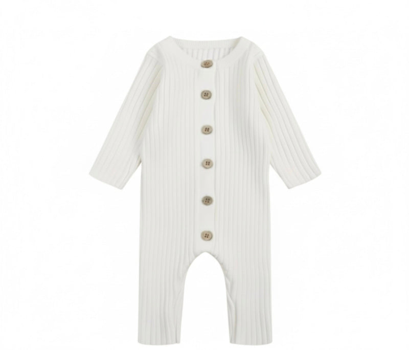 Chargez l'image dans la visionneuse de la galerie, Barboteuse bébé fille blanche en tricot manches longues – Kali A/H -
