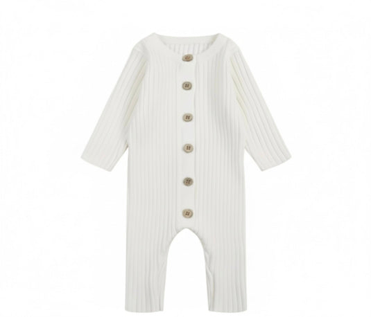 Barboteuse bébé fille blanche en tricot manches longues – Kali A/H -