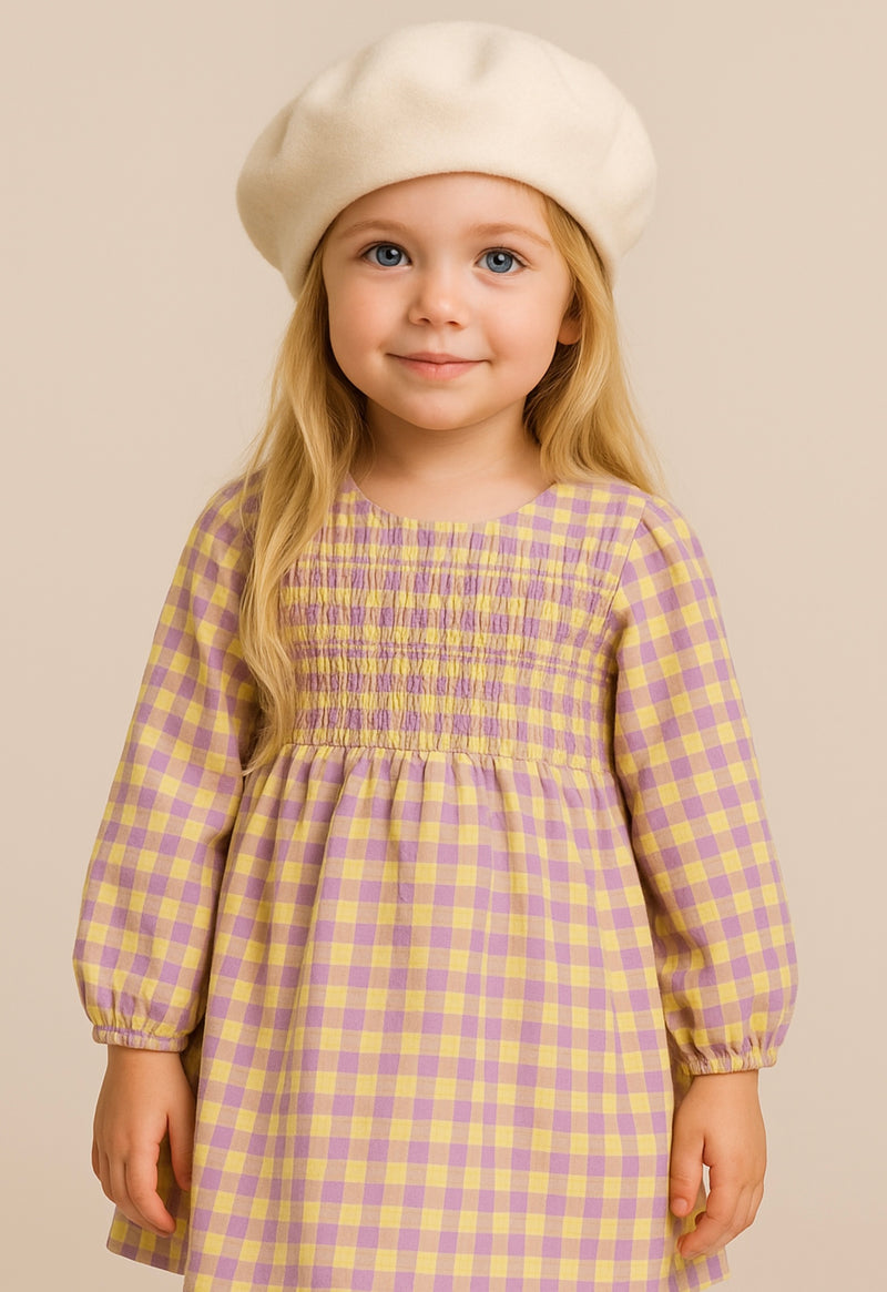 Chargez l&#39;image dans la visionneuse de la galerie, Béret bébé fille 0-3 ans en coton doux – Kaki Lilas - Boutique Kaki Lilas
