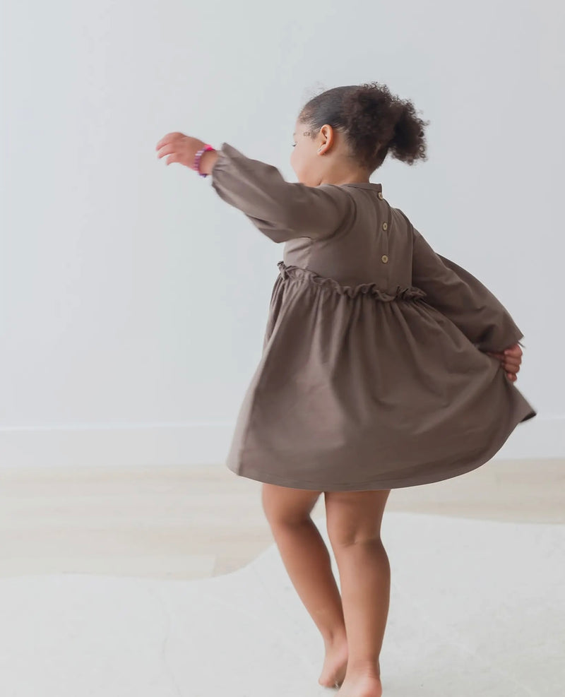 Chargez l&#39;image dans la visionneuse de la galerie, Robe en jersey à manches longues Walnut coton bio
