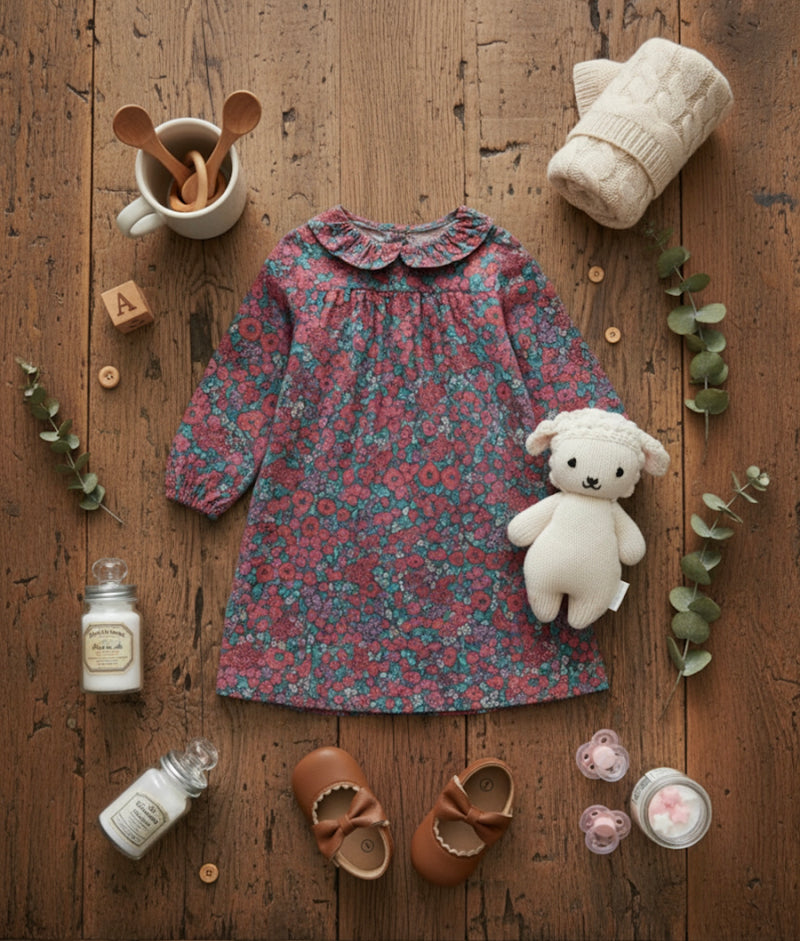 Chargez l&#39;image dans la visionneuse de la galerie, Robe en coton fleurs fuchsia – Kali
