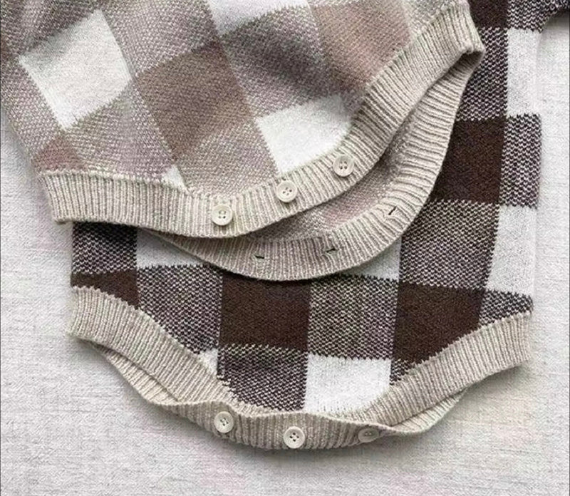 Chargez l'image dans la visionneuse de la galerie, Combinaison bébé garçon carreaux manches longues – Kali
