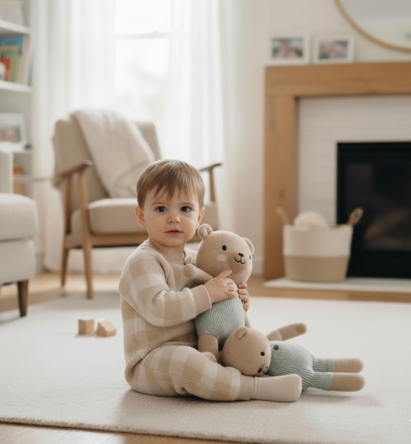 Chargez l&#39;image dans la visionneuse de la galerie, Barboteuse automne-hiver bébé unisexe damiers beige – Kali
